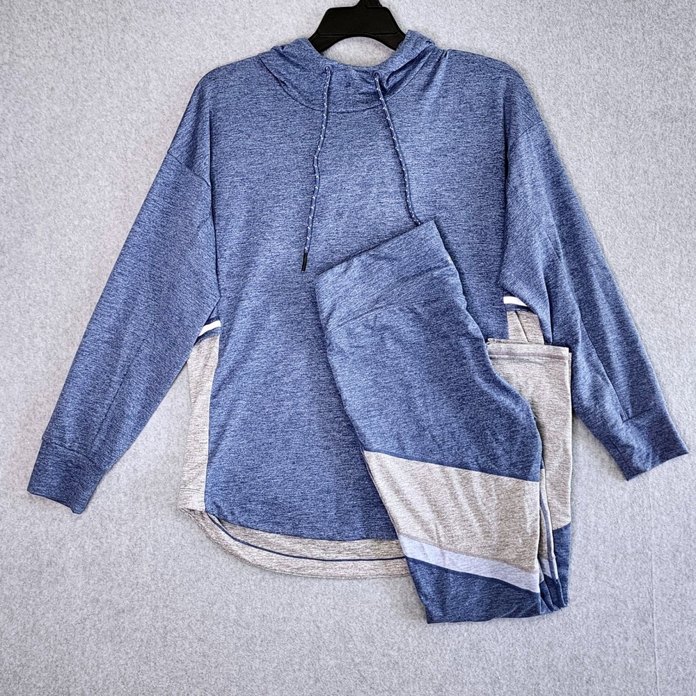 Serene Tangerine Set Women XL Blue Grey Colorblock Hoodie Leggings Athleisure